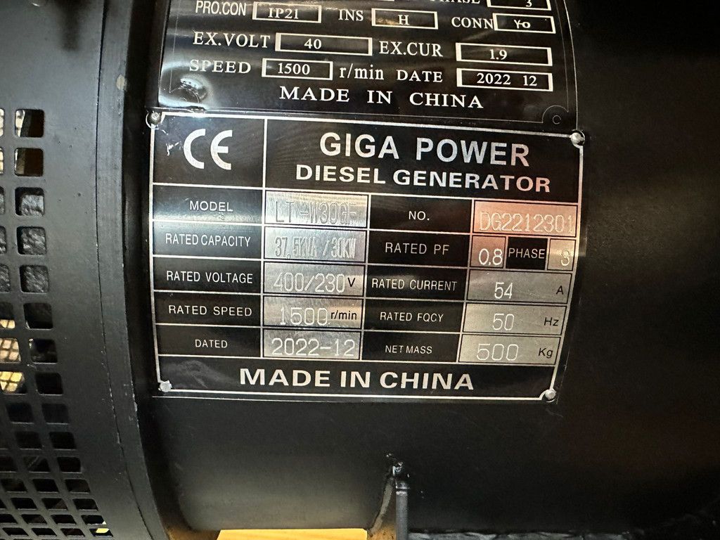 Giga power LT-W30GF 37.5 KVA Open generator