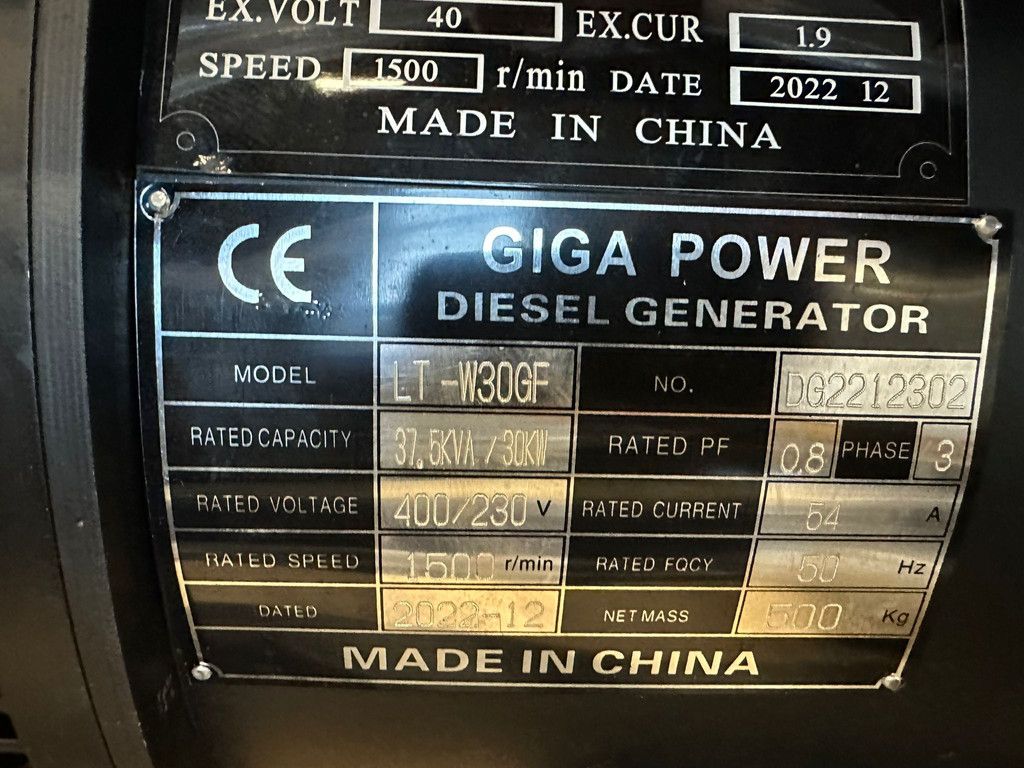 Giga power LT-W30GF 37.5 KVA Open generator