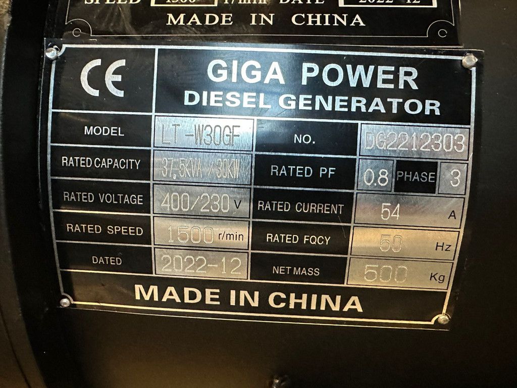 Giga power LT-W30GF 37.5 KVA Open generator