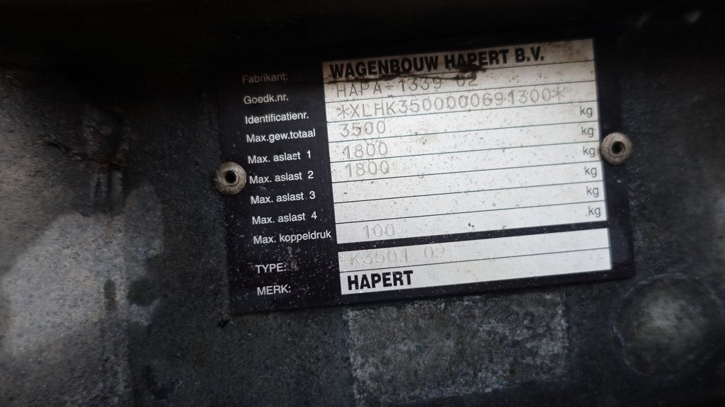 Hapert Gesloten 400x180x212 Cm 3500Kg