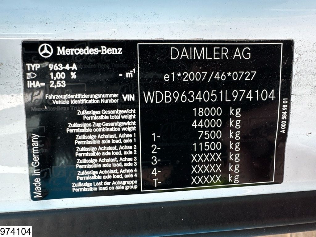 Mercedes Actros 1843 EURO 6, Retarder , PTO, Lohr, Standairco