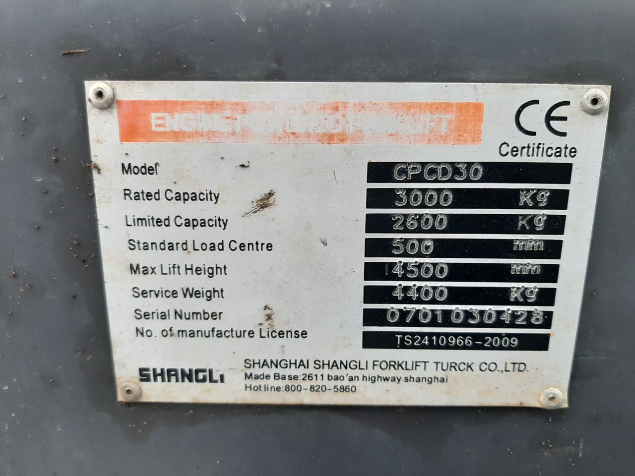 Shangli CPCD30 heftruck