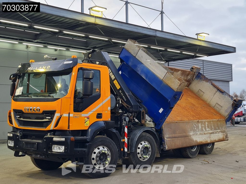 Iveco Trakker 450 8X4 HIAB 211 EP-4 Hiduo Kran Crane Big-Axle 2-Side Tipper Euro 6
