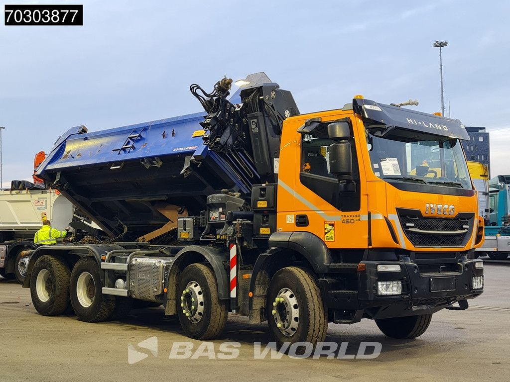 Iveco Trakker 450 8X4 HIAB 211 EP-4 Hiduo Kran Crane Big-Axle 2-Side Tipper Euro 6