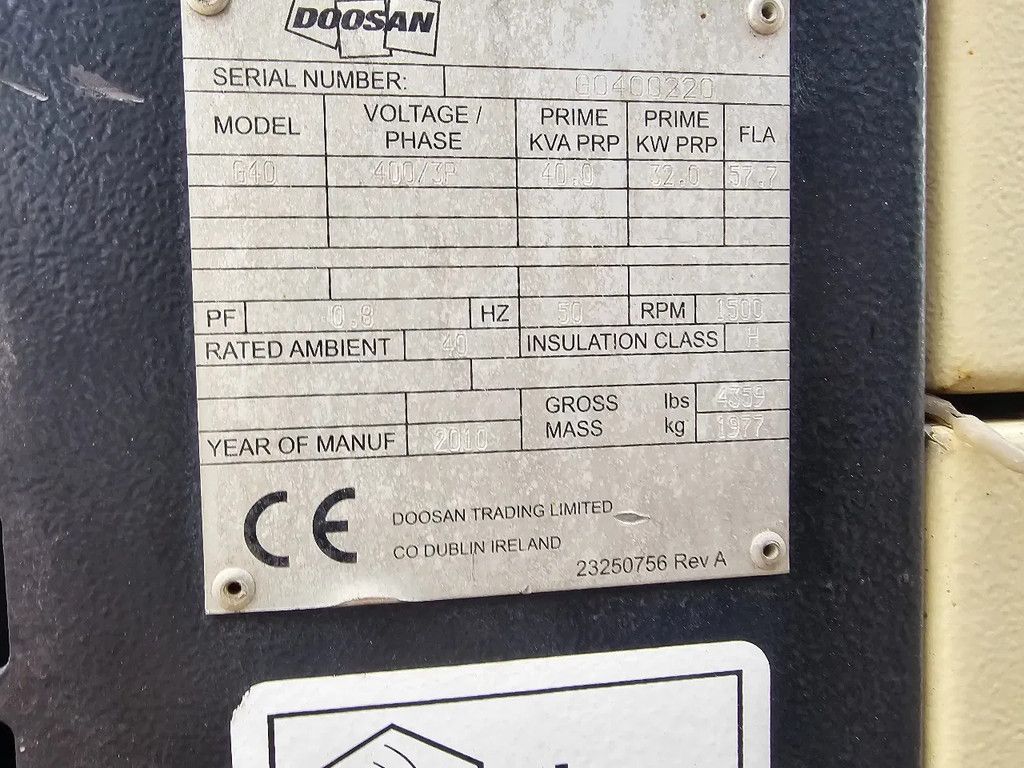 Daewoo-Doosan G40 40 kva bj 2010 generator