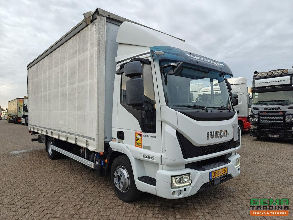 Iveco 80-210 Eurocargo 4x2 Dagcab Euro6A - Schuifzeilenbak/dak 6.6m - Laadklep 1500KG