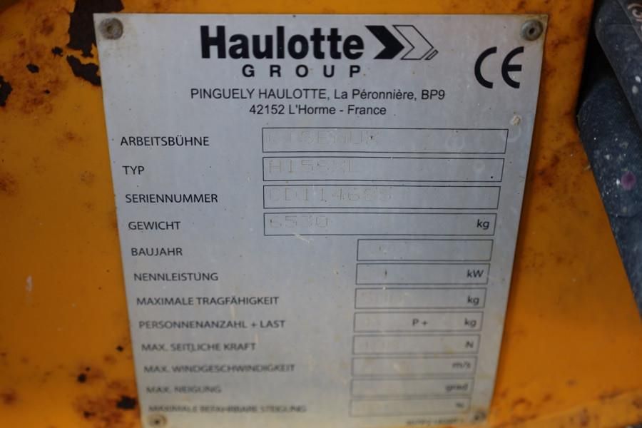 Haulotte H15SXL Diesel, 4x4 Drive, 15m Working Height, 500k