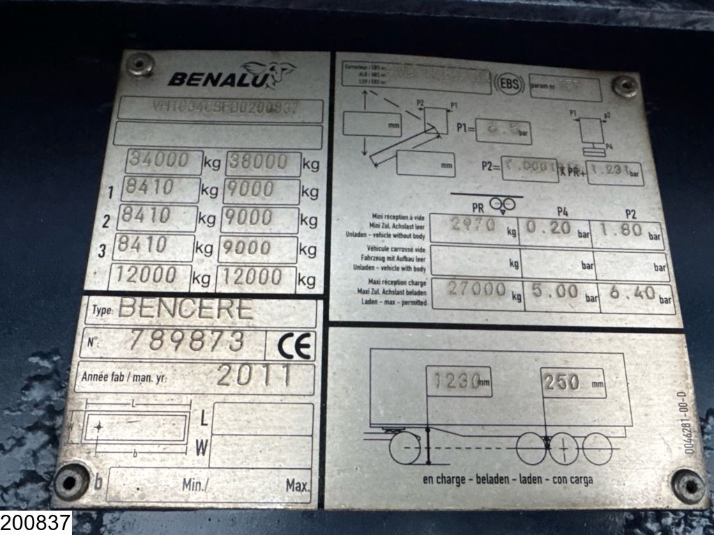 Benalu kipper 60m3, Lift axle