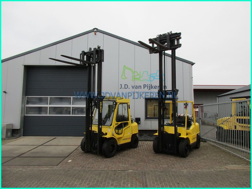 2x Hyster H4.00XM 4t + 4.5t sideshift+vorkenspreider+cabine