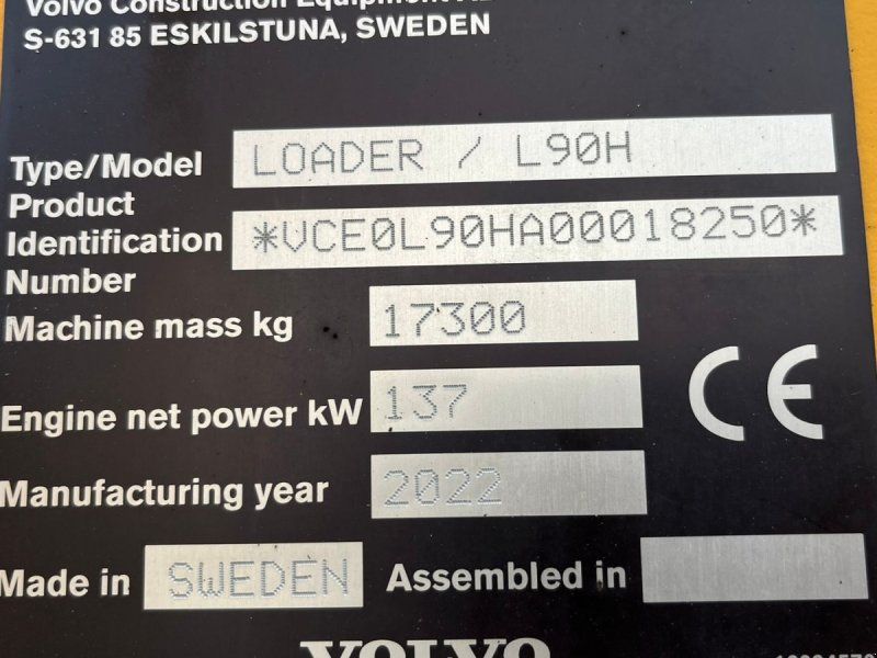 Volvo L90H DK-Maskine med CDC, BSS, 650mm hjul & centralsmørring OG EV