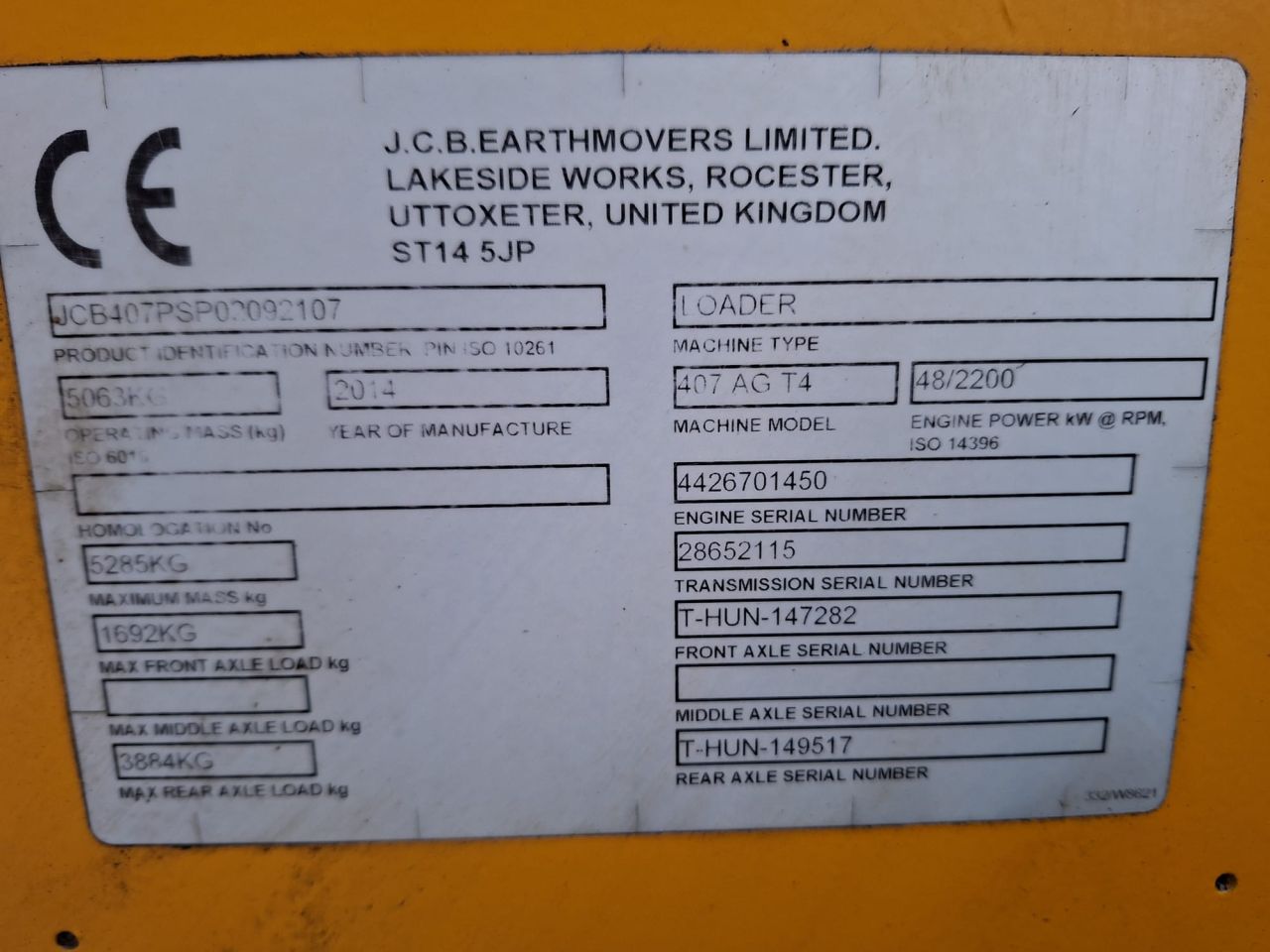 JCB 407 | bj2014 | 2060uur | Volumebak en lepels