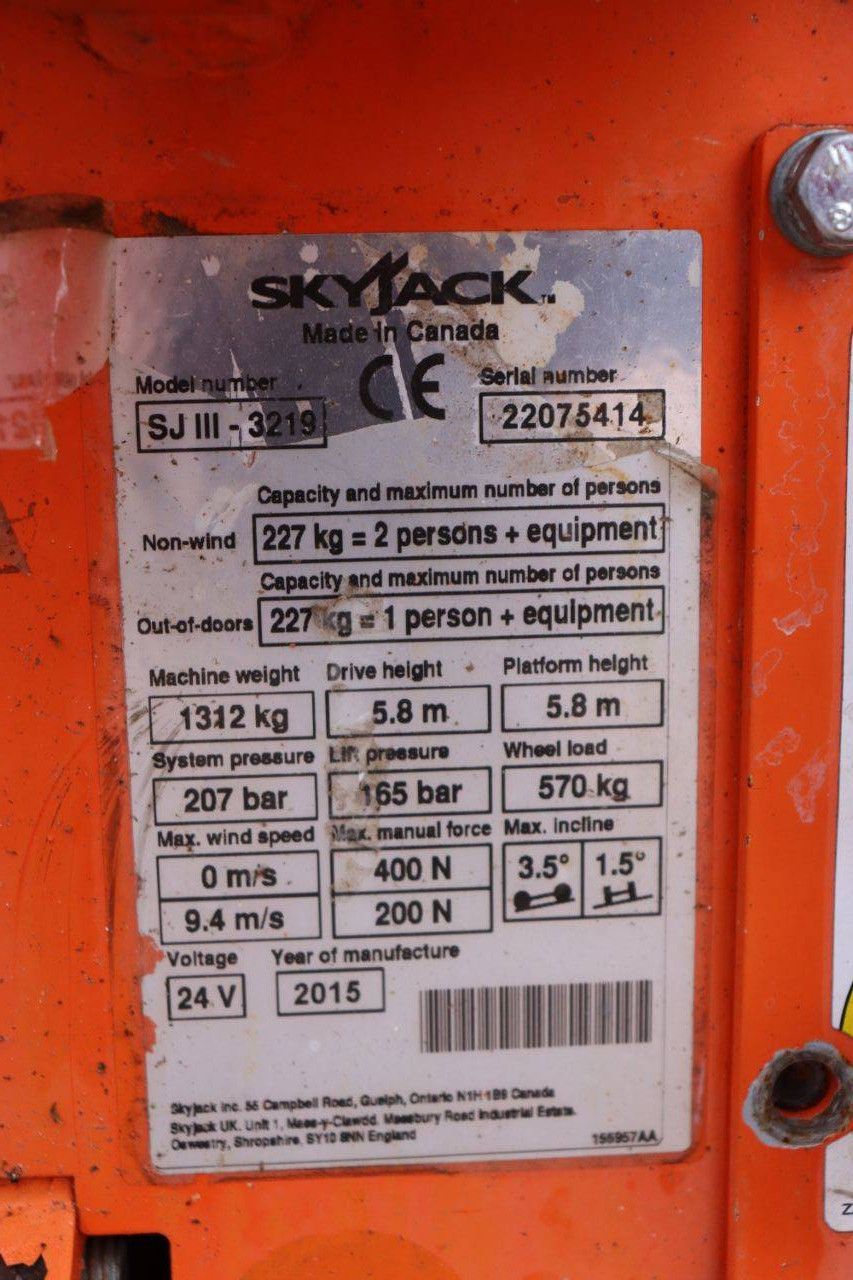 Scherenarbeitsbühne Skyjack SJ3219 Elektrisch 7,8 m 2015