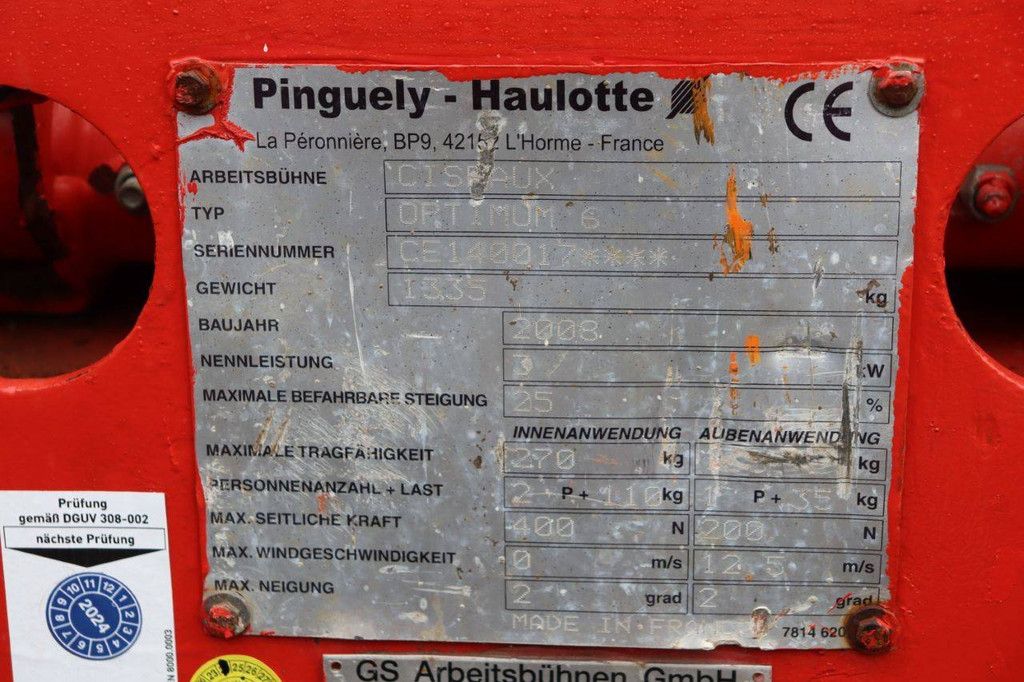 Scissor lift Haulotte Optimum 6 Electric 6.45m 2008