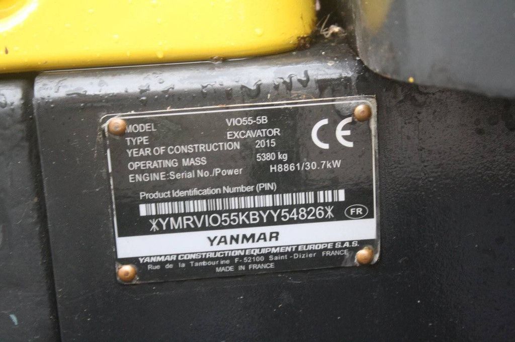 Crawler excavator Yanmar ViO55-5B Diesel 30.7kW 2015