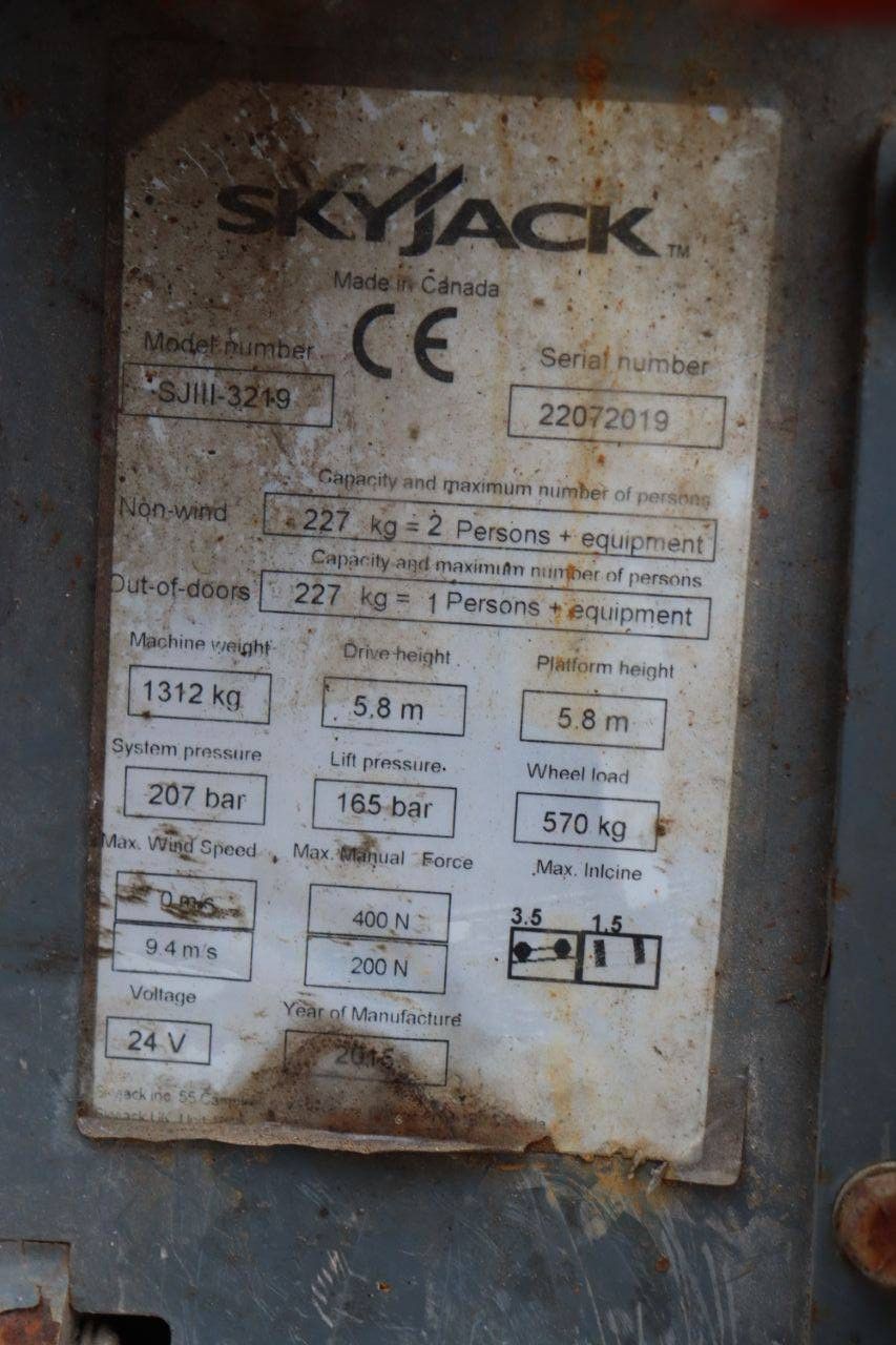 Scherenbühne SkyJack SJ3219 Elektrisch 7,8 m 2015