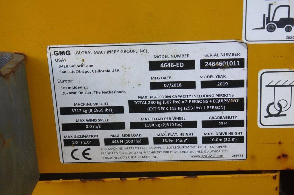 Scissor lift GMG 4646ED Electric 16.0m 2019