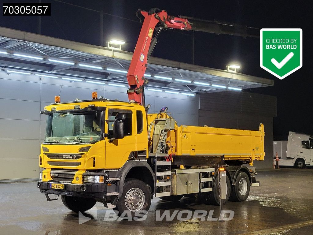 Scania P410 6X6 NL-Truck HMF 1800-K3 Kran Crane 6x6 Big-Axle Steel suspension Euro 6