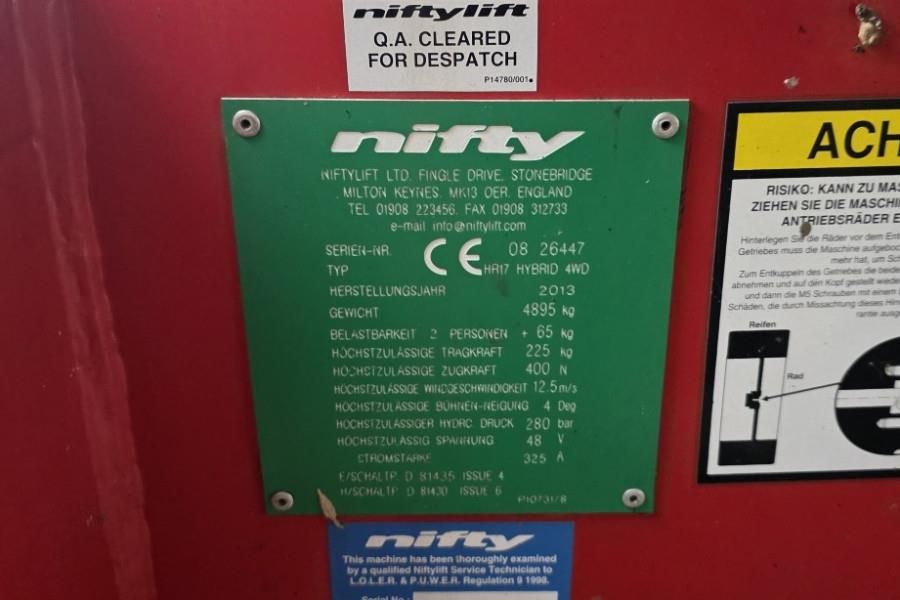 Niftylift HR17 HYBRIDE 4WD Hybrid, 4x4 Drive, 17.2m Working