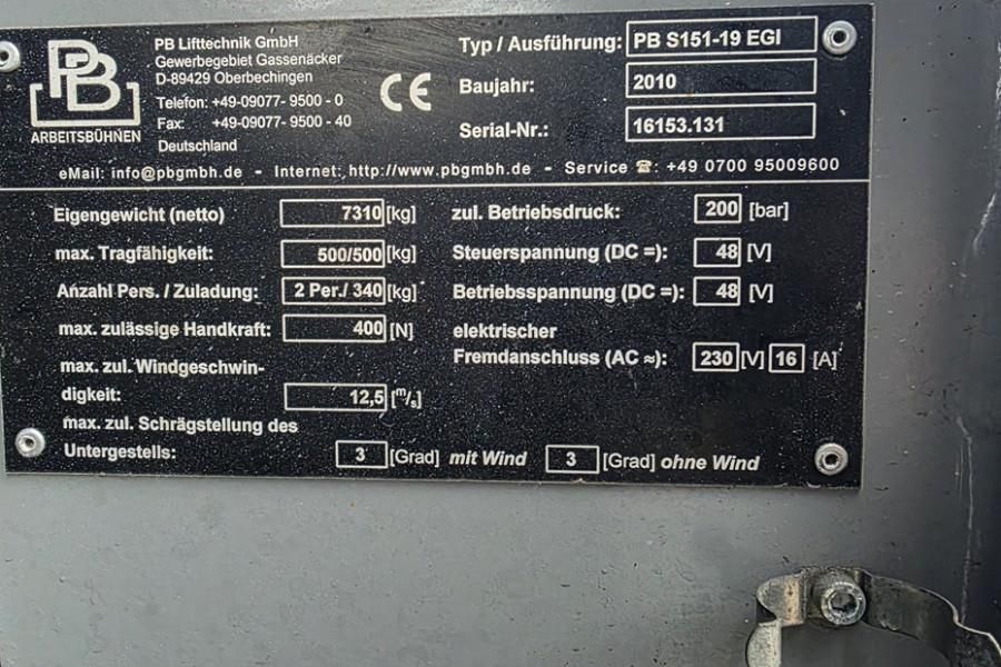 PB LIFT S151-19EGI Electric, 4x4 Drive, 15m Working H