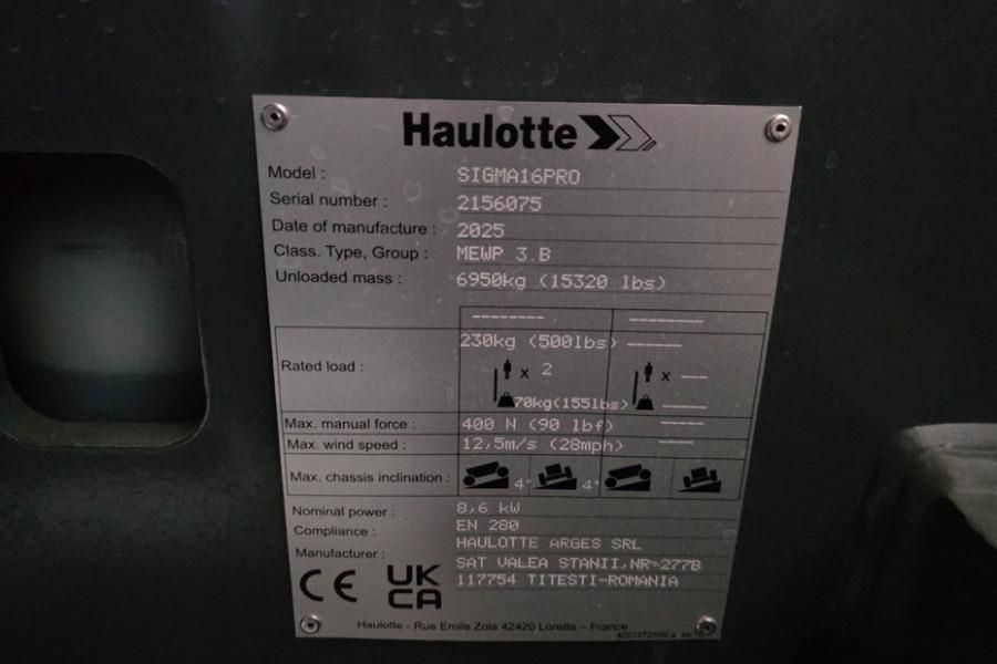 Haulotte SIGMA 16PRO NEW / UNUSED, Valid Inspection, *Guara
