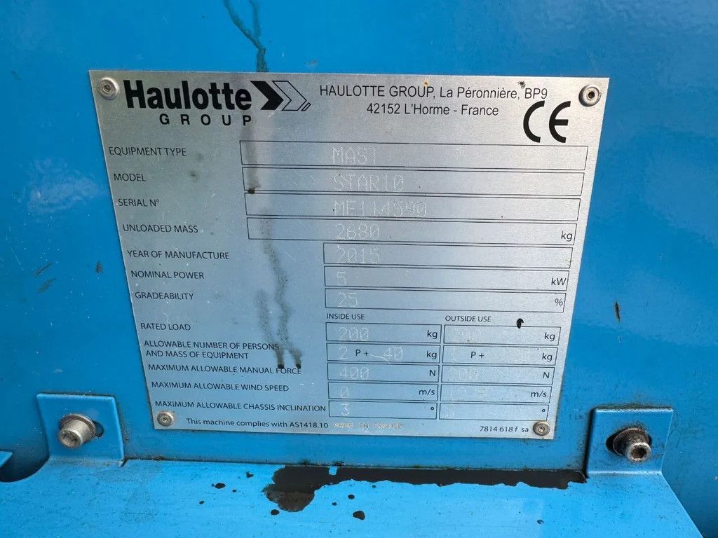 Haulotte Star 10 Hoogwerker Masthoogwerker