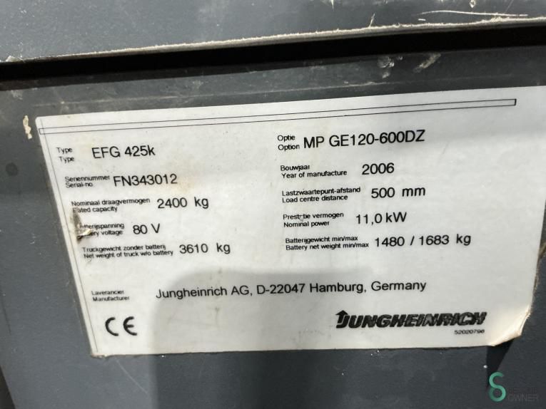 Forklifts Electric Jungheinrich EFG 425k 2006 Triplex