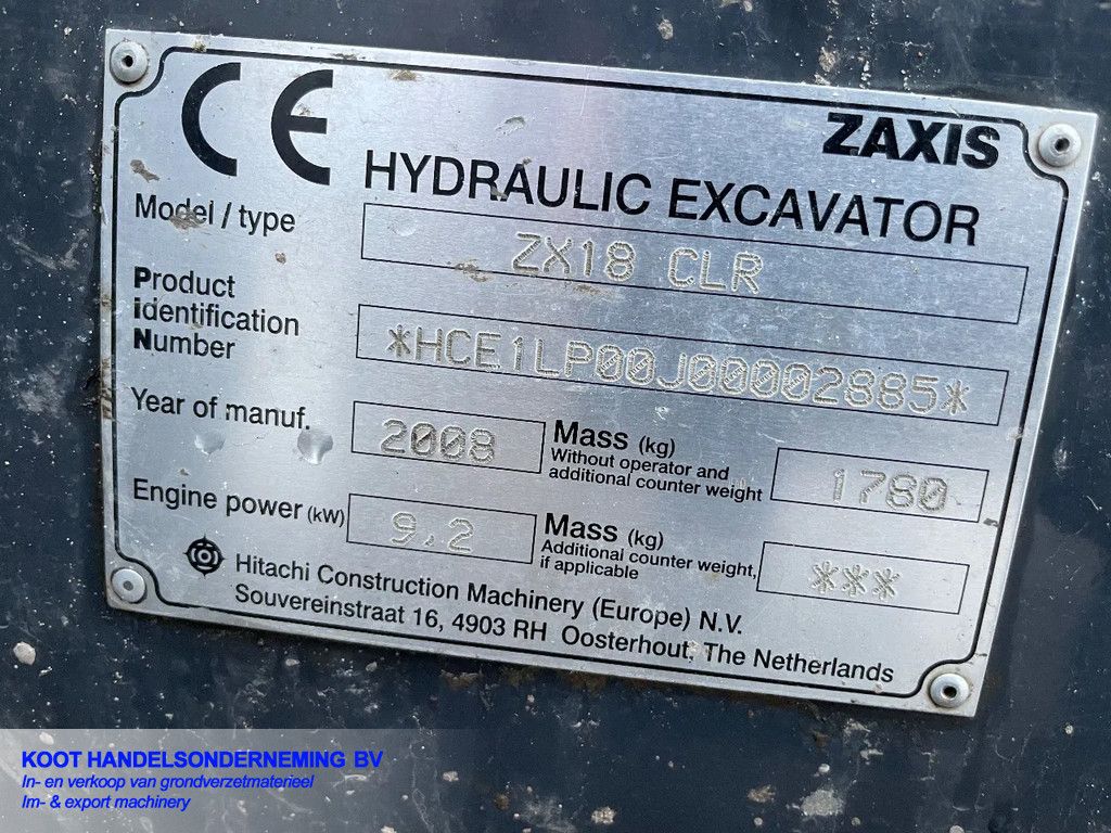 Hitachi Zx 18clr Nette machine!