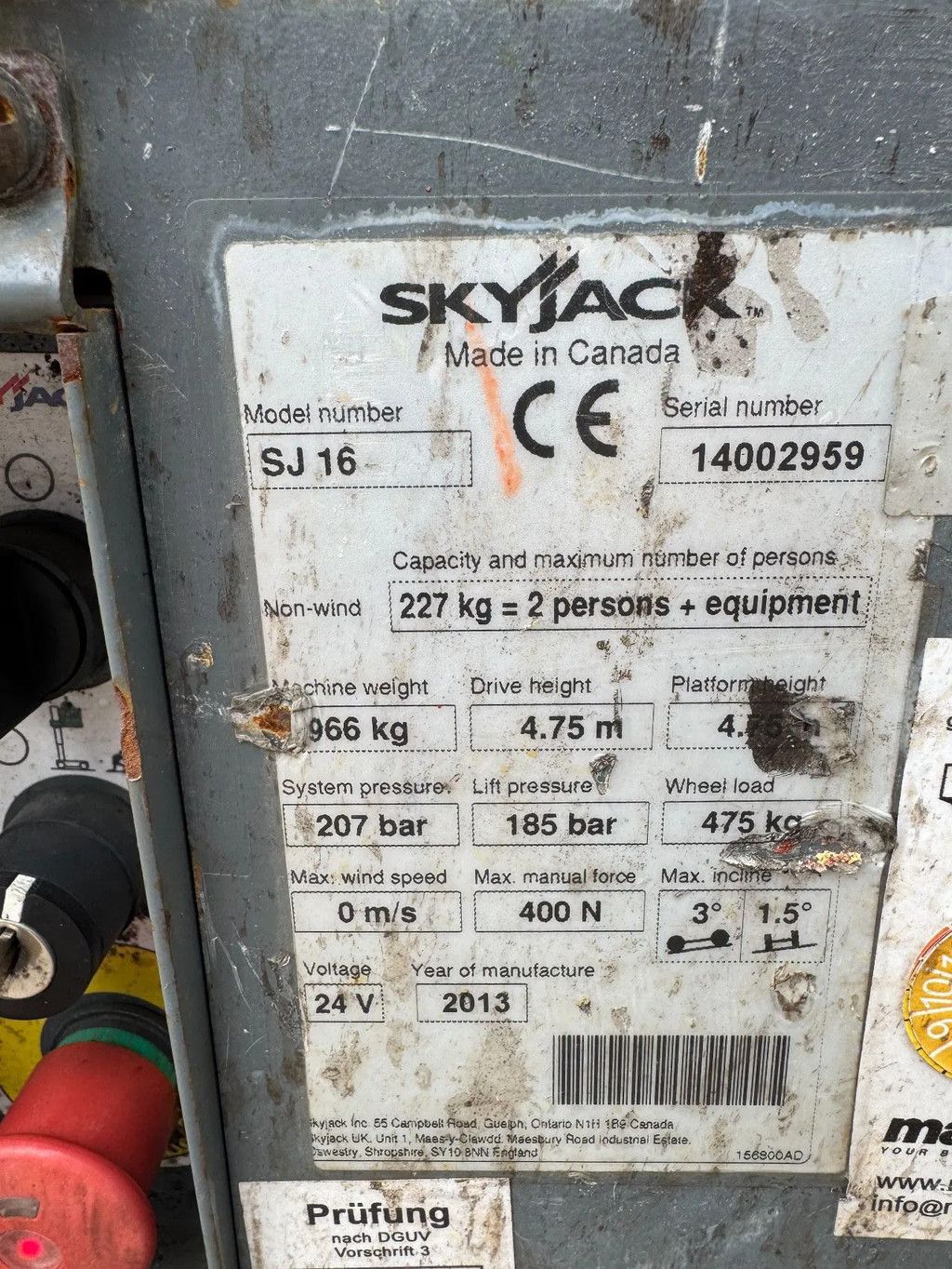 Skyjack SJ16 Hoogwerker Masthoogwerker