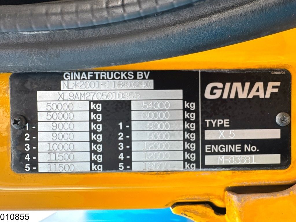 Ginaf X 5250 TS 10x4, EURO 5, 15m3, Hydraulic suspension