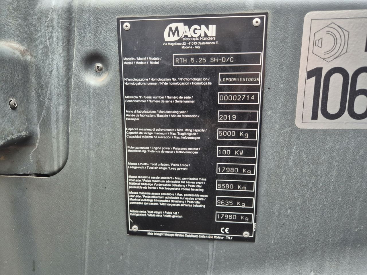 Used MAGNI RTH 5.25 SH roto telescopic