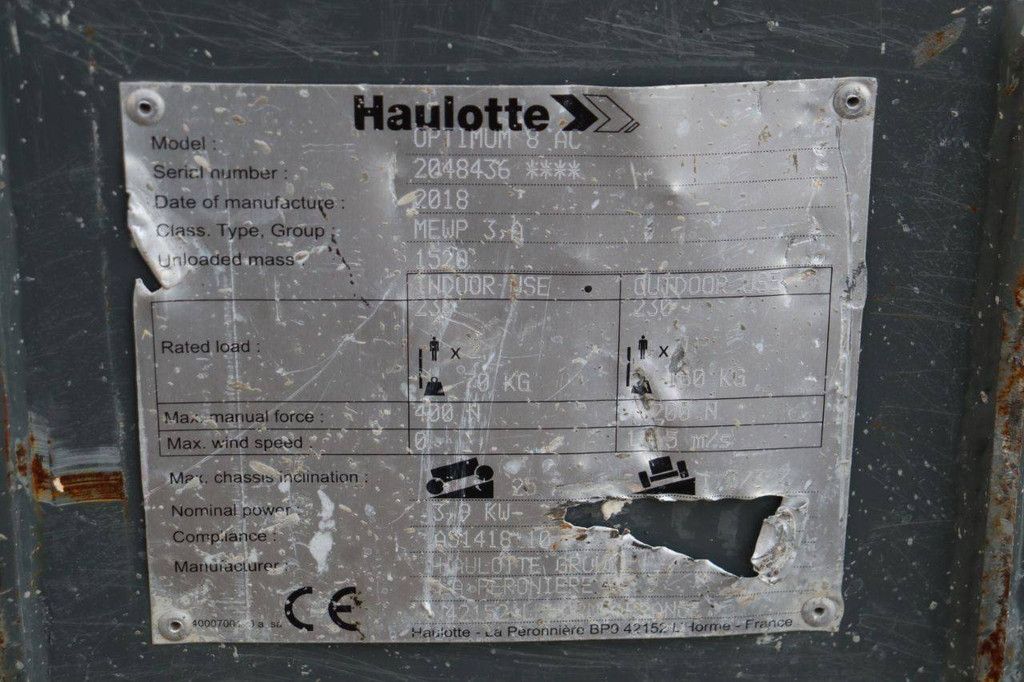 Haulotte OPTIMUM 8 AC elektrische Scherenhebebühne 8 m 2018