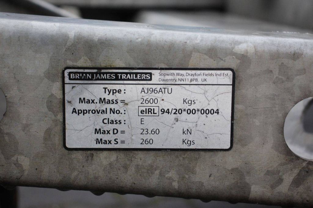 Machine transporter Brian James AJ96ATU 2600kg 2012