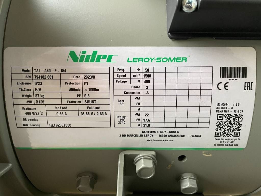 Leroy Somer TAL-A40-FJ 6/4 - 22 kVA alternator - DPX-25093