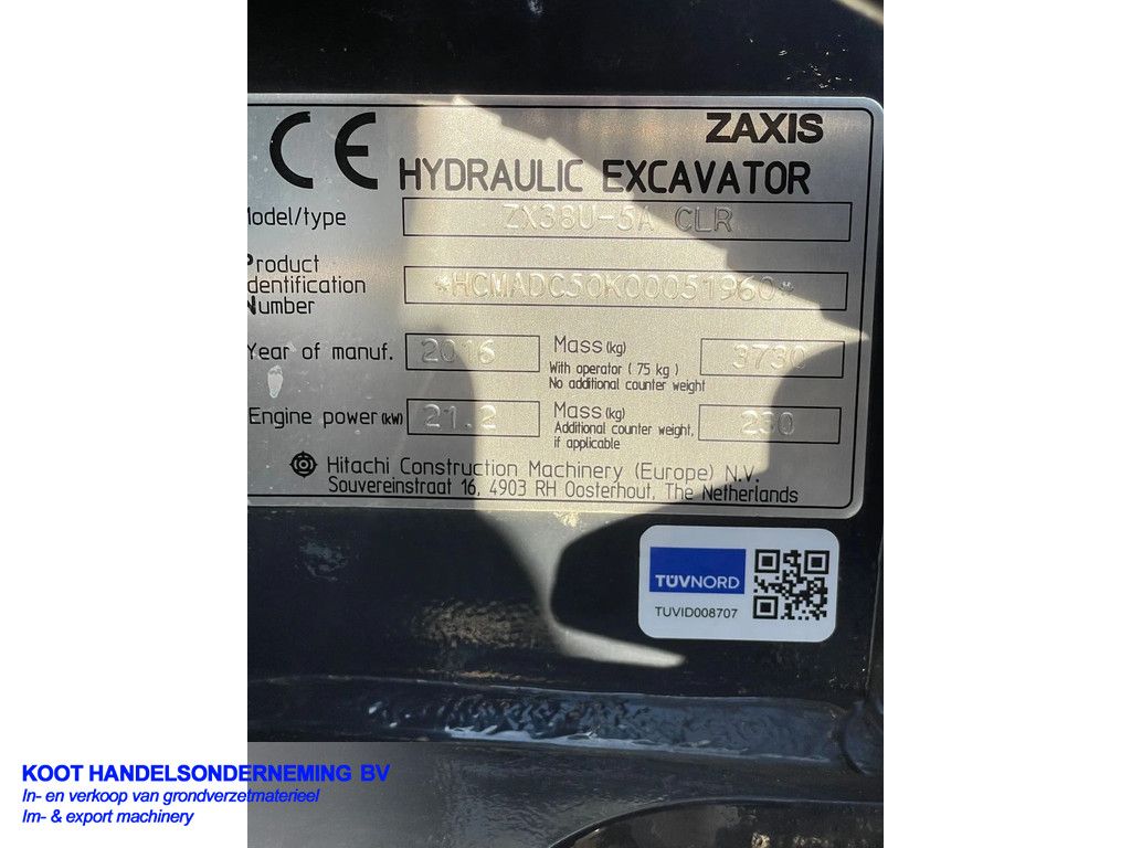 Hitachi Zx 38u-5 Nieuwstaat/New Condition