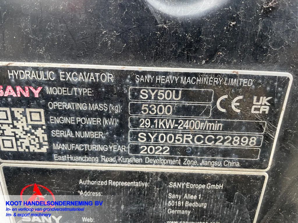 Sany SY 50u 820 hours! 3 Buckets