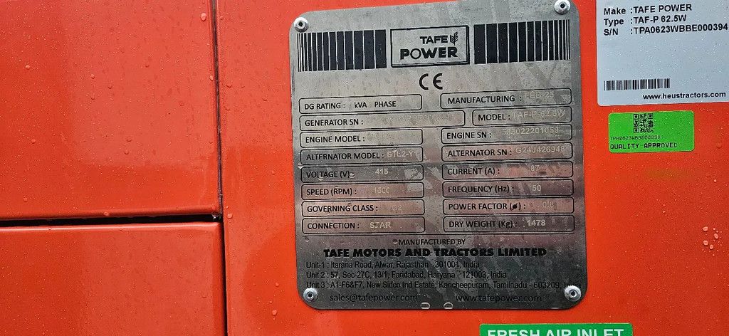 Eurotrac TAFE AGGREGATEN 62 en 25 kva