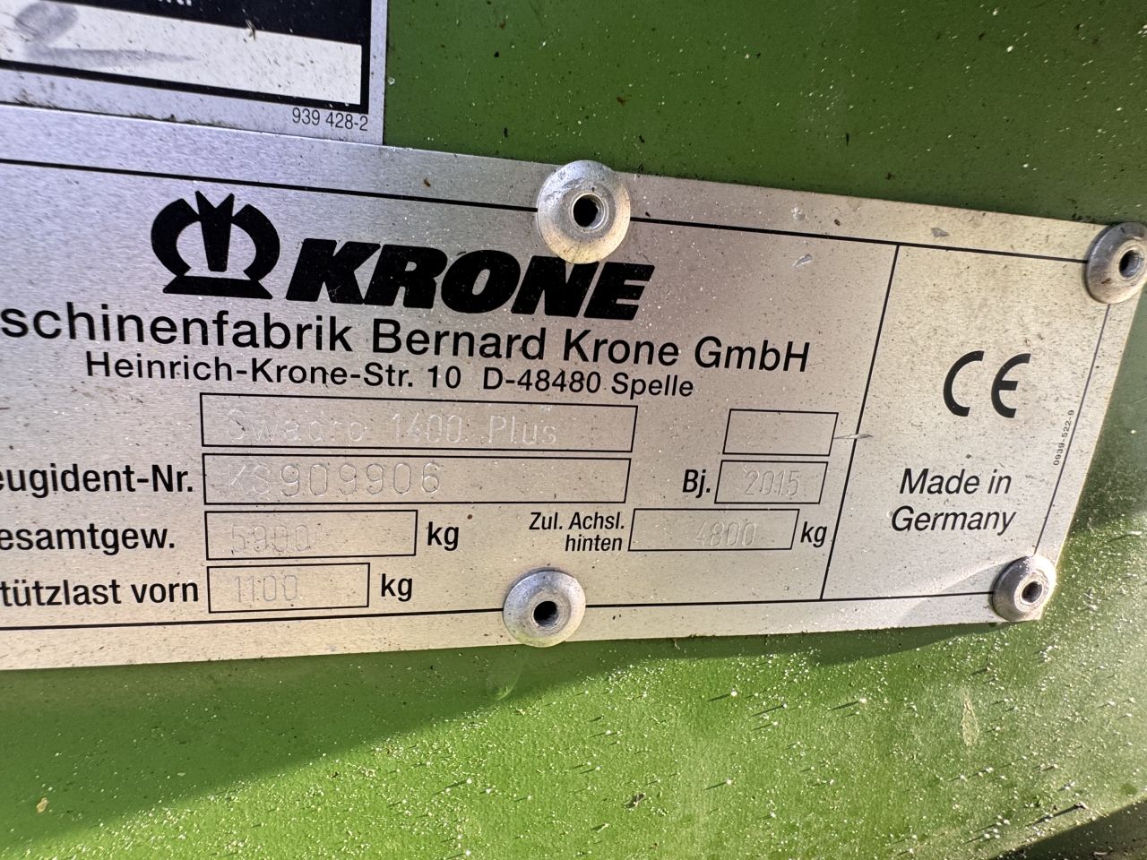 Krone Swadro 1400 Plus 4 rotorhark zwadhark