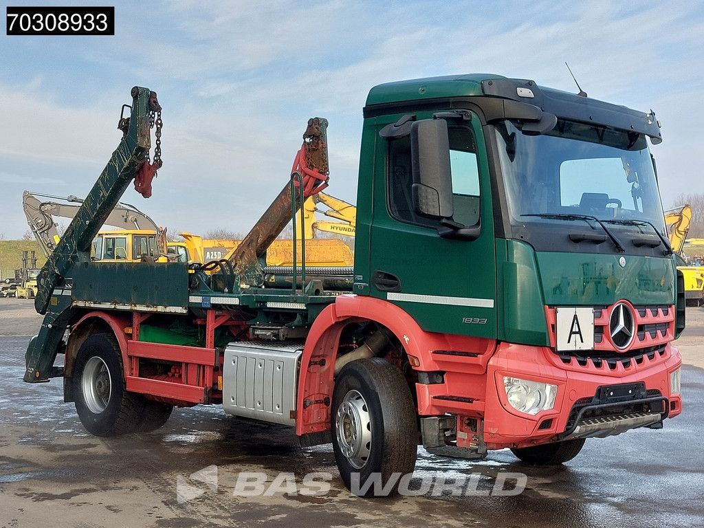 Mercedes Arocs 1833 4X2 Meiller Ak 12 LT skiploader Steelsuspension Big-Axle Automatic Euro 6