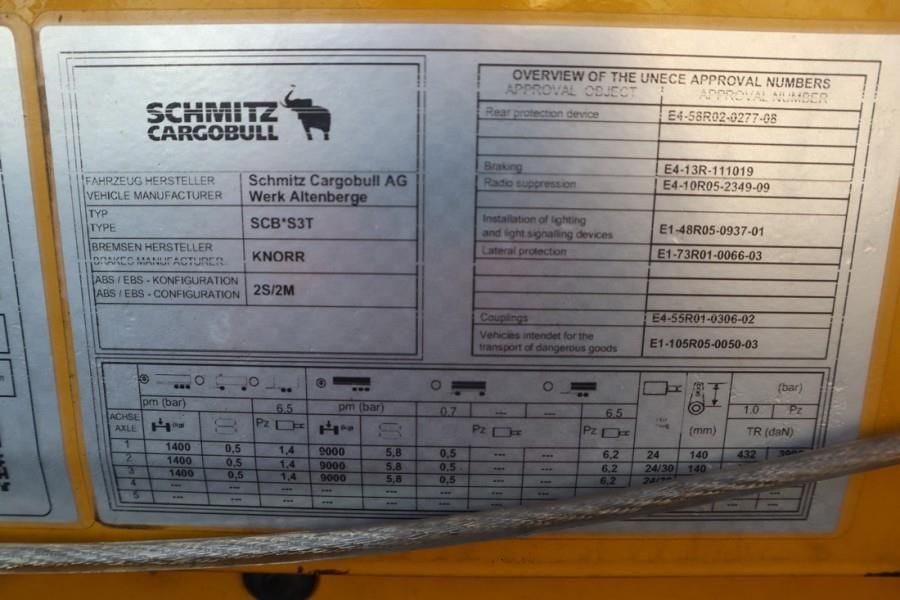 Schmitz Cargobull SCB3ST CoC Documents, TuV Loading Certificate, Dut