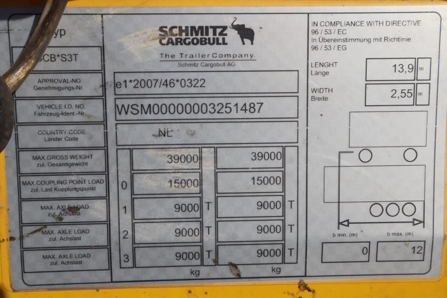 Schmitz Cargobull SCB3ST CoC Documents, TuV Loading Certificate, Dut