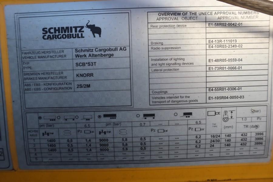 Schmitz Cargobull SCB3ST CoC Documents, TuV Loading Certificate, Dut