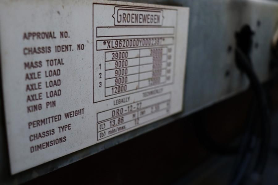 Groenewegen DRO-12-27 3 Axle Trailer, 32t Capacity, BPW Axles
