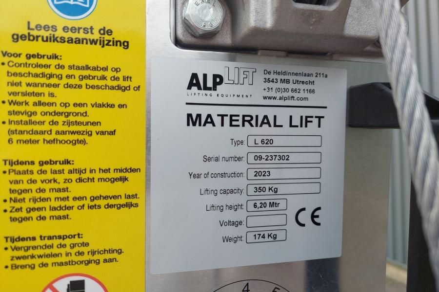 AlpLift Large 620 Material Lift, Valid inspection, *Guaran