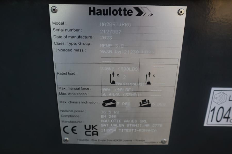 Haulotte HA20RTJ Pro Valid inspection, *Guarantee! 20.6 m W