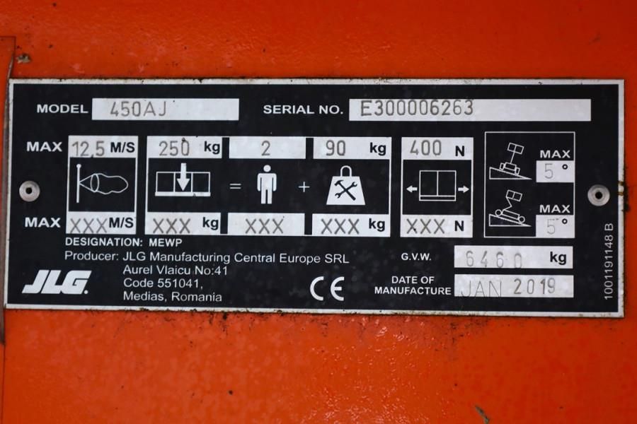 JLG 450AJ Diesel, 4x4 Drive, 16m Working Height, 7.5m