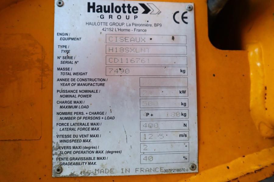 Haulotte H18SXL Diesel, 4x4 Drive, 18m Working Height, 500k