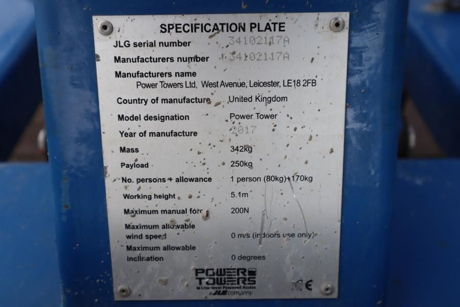 JLG Power Tower Electric, 5.10m Working Height, 250kg