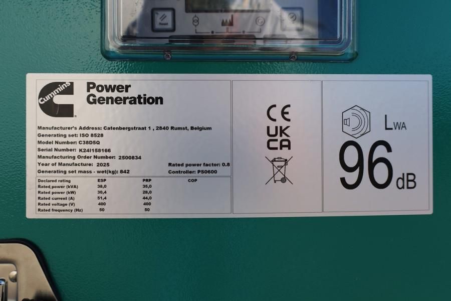 Cummins C38D5QS Declaration of Conformity, Diesel, 38kVA,