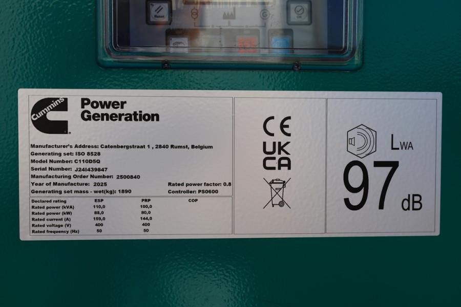 Cummins C110D5Q Declaration of Conformity, Diesel, 110kVA,