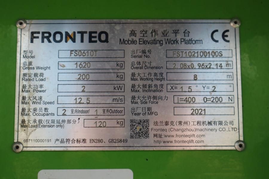 Fronteq FS0610T CE Declaration, 6.7m Working Height, 200kg